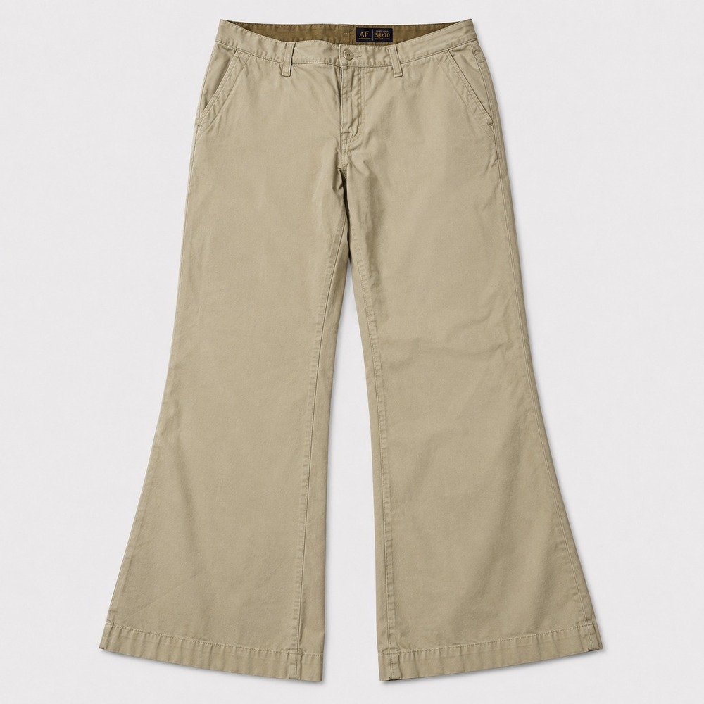 Vintage Abercrombie Fitch AF Mens 32x30 Khaki Wide Leg Chino Pants Y2K